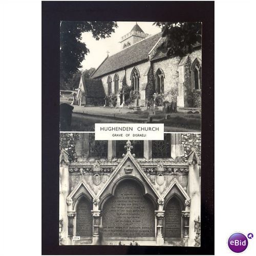 Buckinghamshire HUGHENDEN Church 2-View Postcard by Overland (1374)