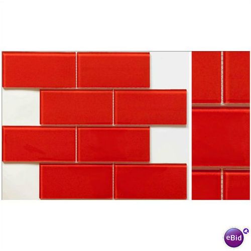 Glass Tile Brick Blocco Fireberry 3 x 6