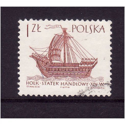 POLAND 1964 SG 1457 SAILING SHIP 1Z BROWN FINE USED