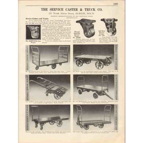 service caster truck company 1931 fleet push hand vintage catalog
