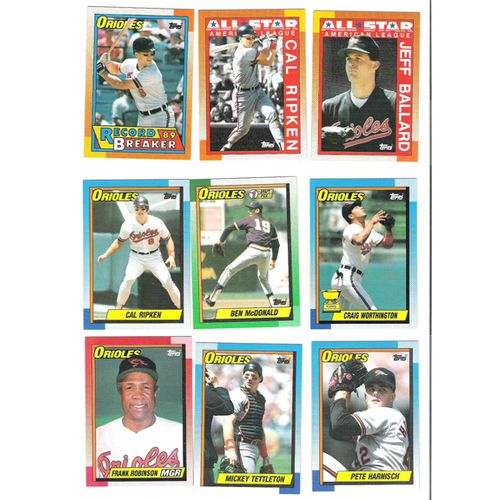 1990 Topps Baltimore Orioles team set w/traded 36 cards- 3 Cal Ripken