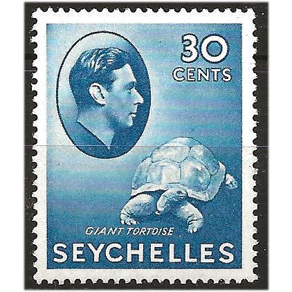 Seychelles 1942 SG142ab 30c Blue Ordinary Paper Mounted Mint . ..