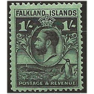 Falkland Islands 1927 SG122 1/- Black/Emerald Mounted Mint . . .. .