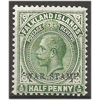 Falkland Island 1919 SG70a 1/2d Yellow-Green WAR STAMP Mounted Mint . .. .