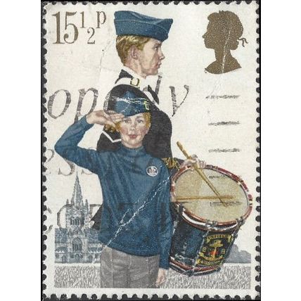 GB, SCOUT, Boys Brigade drumming, white 1982, 15½p