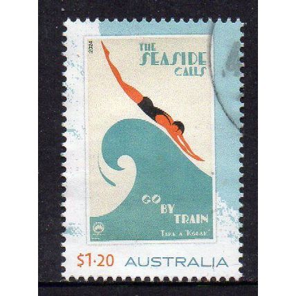 AUSTRALIA: 2024, GERT SELLHEIM TRAVEL POSTERS, SEA-SIDE, USED SHEET PERF, 451/2