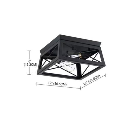 Dawn 2-Light Barnwood Matte Black Flush Mount Ceiling Light Farmhouse Rustic