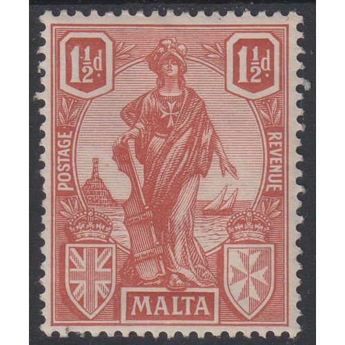 1922 MALTA Sg127 1 1/2d Brown-Red fine very lightly m/mint (G31)