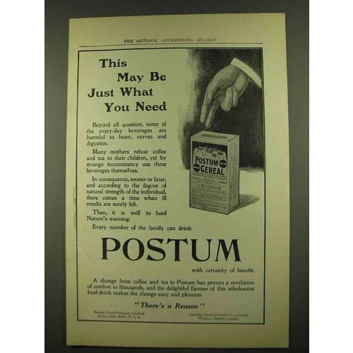 1912 Post Postum Cereal Ad - May Be What You Need