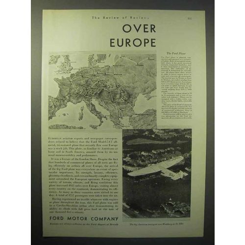 1930 Ford Motor Company Airplane Ad - Over Europe
