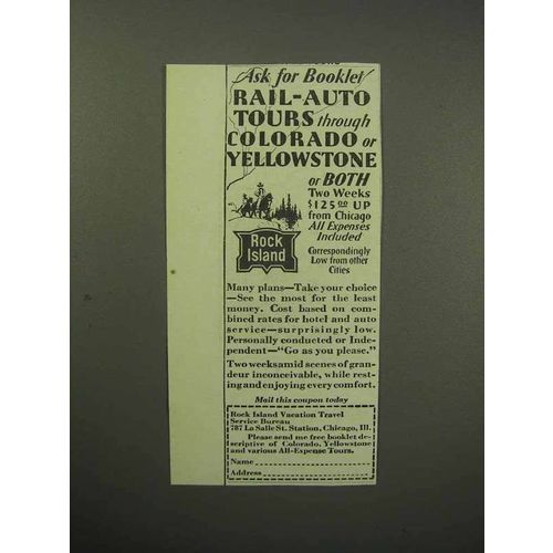 1930 Rock Island Railroad Ad - Rail-Auto Tours