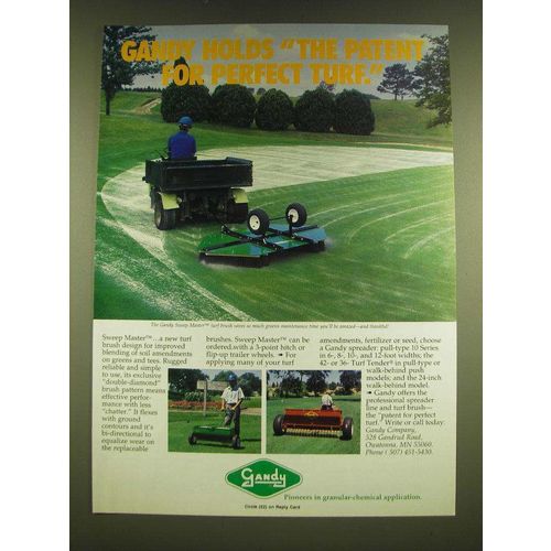 1990 Gandy Sweep Master Ad - Gandy holds the patent for perfect turf