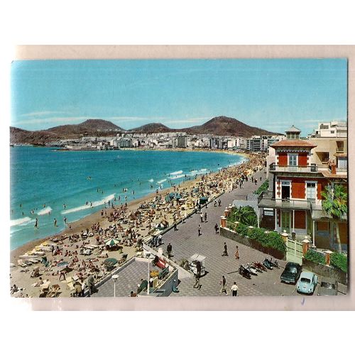CANTERAS BEACH, LAS PALMAS DE GRAN CANARIA, SPAIN used vintage postcard =
