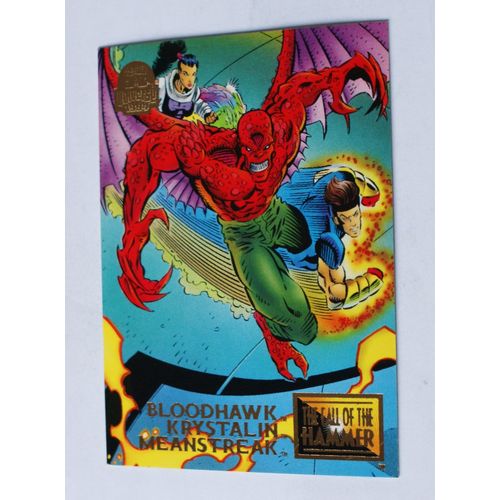 Marvel Universe 1994 Base trading card # 85 Bloodhawk Krystalin Meanstreak (A)