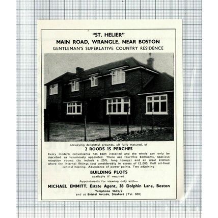 St Helier Main Road Wrangle Boston Lincolnshire House Sale Advert 1967 Clipping