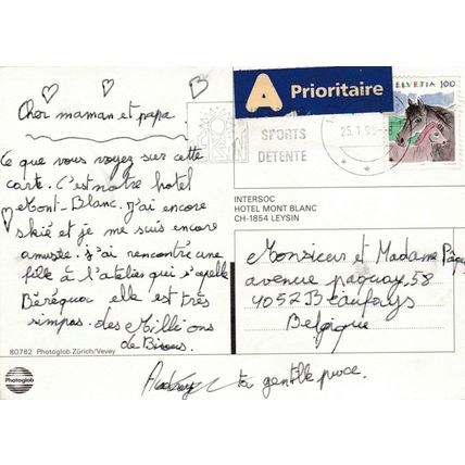 Leysin Hotel Mont Blanc Switzerland Postcard posted 1995 VGC