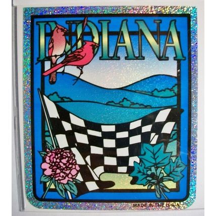 Indiana State Vinyl Reflective Souvenir Decal with Glitter