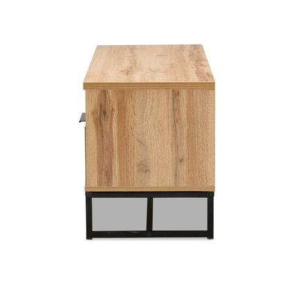Modern Contemporary Industrial Oak Finished Wood & Black Metal 2-Drawer TV Stand