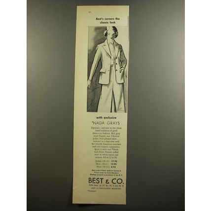 1952 Best & Co. Nada Separates Ad - Best's corners the classic look