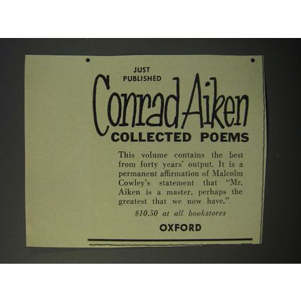 1953 Oxford Book Advertisement - Conrad Aiken Collected Poems