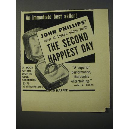 1953 Harper Book Advertisement - The Second Happiest Day by John Phillips