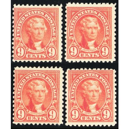 561, Mint Fine NH 9¢ Four PO Fresh Stamps CV $100. - Stuart Katz