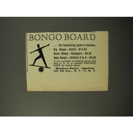 1954 Washburn-Decker Bongo Board Advertisement