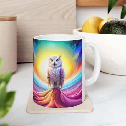 Beautiful Owl Standing in a Sea of Colors #9 Mug Ceramic Coffee Mug 11oz