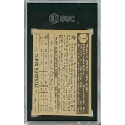 1952 Topps Wayne Terwilliger Black Back #7 SGC 3.5 P1356