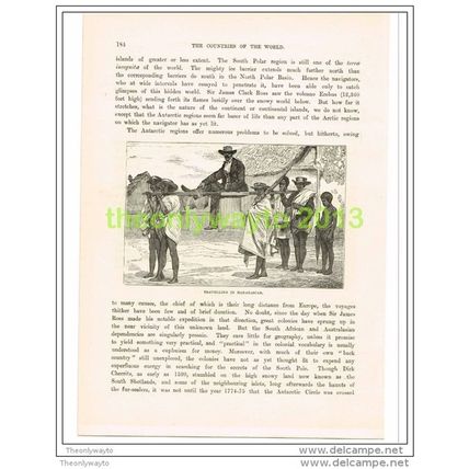 TRAVELLING IN MADAGASCAR, Book Illustration c1890