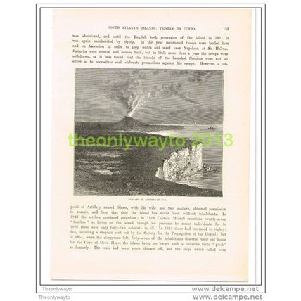 VOLCANO IN AMSTERDAM ISLE, INDIAN OCEAN, Book Illustration c1890