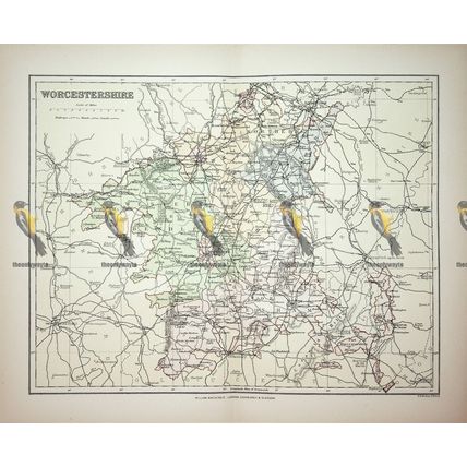 Worcestershire, England, Map, Book Illustration (Print), 1895