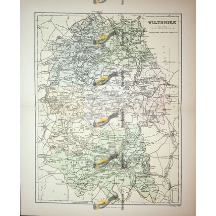 Wiltshire, England, Map, Book Illustration (Print), 1895