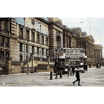 ptc3392 - Lancs - Tram outside the Liverpool Technical School/Museum - print 6x4
