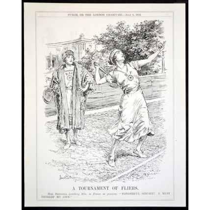 A TOURNAMENT OF FLIERS 1923 John Bernard Partridge - Tennis PUNCH CARTOON PAGE