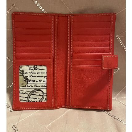 A Very Cool Beautiful Redish Orange Leather Barr + Barr New York Clutch Wallet