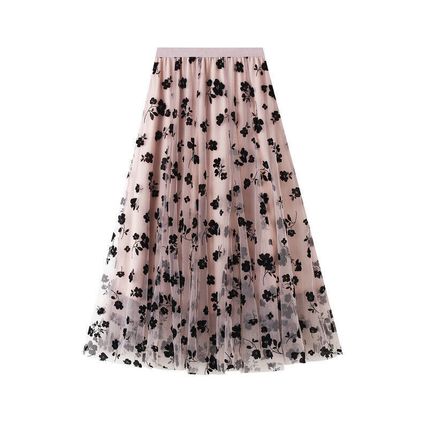 New Mesh Skirt Summer Women's Mid-Length Pleated Skirt