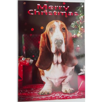 BASSET HOUND CHRISTMAS CARD AS IT IS OR PERSONALISED, TWO DESIGNS