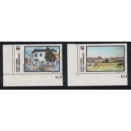 Turkish Cyprus Art Paintings 3rd series 2v Corners 1984 MNH SG#157-158