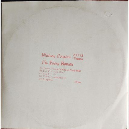 WHITNEY HOUSTON - I'M EVERY WOMAN, UK, 2 x 12" AD 92, White Label PROMO, '93