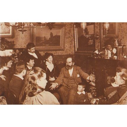 Postcard Edwardian Middle Class Family Drawing Room Children- Nostalgia