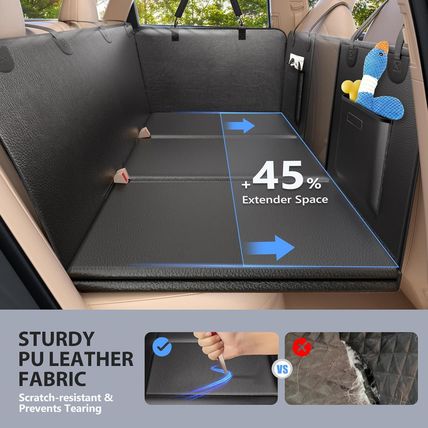 Back Seat Extender for Dogs-Upgraded PU Leather, Hard Bottom Dog Car Seat Cover