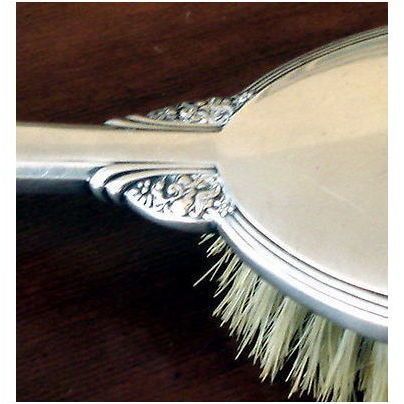 GORHAM STERLING SILVER ANTIQUE REPOUSSE ART DECO FLORAL vanity hair brush groom