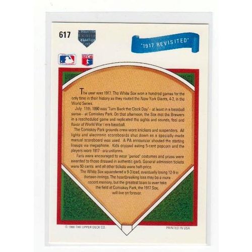 1991 Upper Deck Chicago White Sox team card #617 – 1917 Revisted