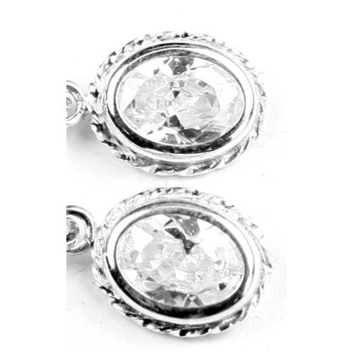 Cubic Zirconia (CZ), 925 Sterling Silver Leverback Rope Earrings, SE006