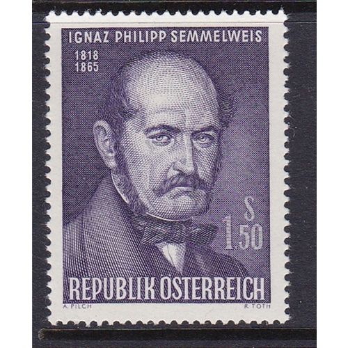 AUSTRIA 1965 DEATH CENTENARY OF SEMMELWEIS MNH