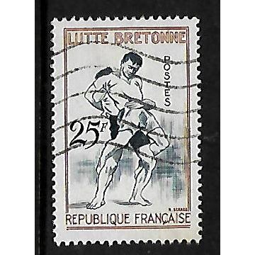 FRANCE 1958 25F BRETON WRESTLING SG 1388 FINE USED