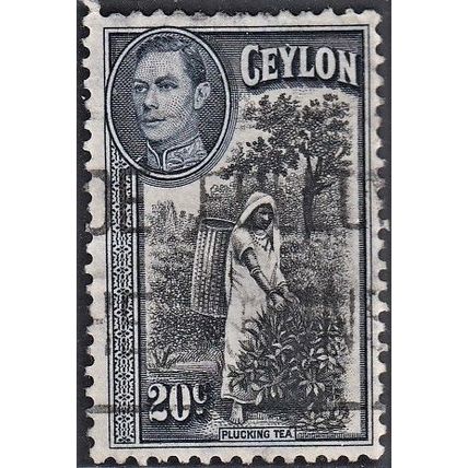 CEYLON, 1938-52 20c George VI, SG 391 (Scott 283), used