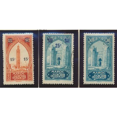 French Morocco Stamps Scott #90//113, Mint Hinged, 26 Different, 3 Used