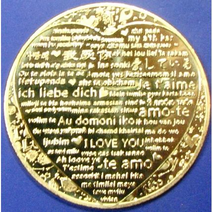 Roses For Love. Challenge Coin. Souvenir. Gold Tone. 15b.